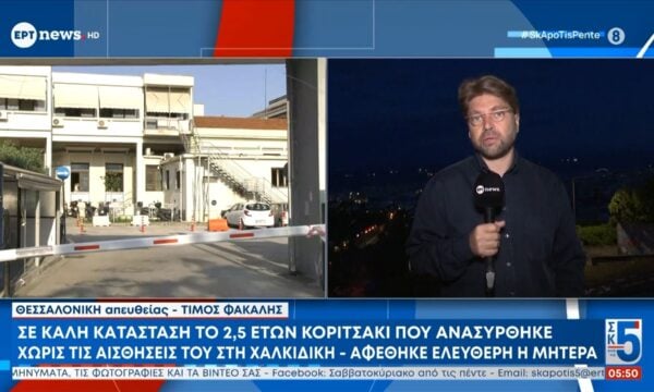 Σε καλή κατάσταση το 2,5 ετών κοριτσάκι που ανασύρθηκε χωρίς τις αισθήσεις του στη Χαλκιδική – Αφέθηκε ελεύθερη η μητέρα