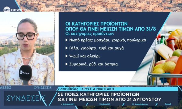 Σε ποιες κατηγορίες προϊόντων θα γίνει μείωση τιμών από 31 Αυγούστου
