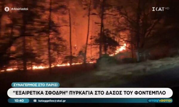 Συναγερμός στο Παρίσι: Εξαιρετικά σφοδρή πυρκαγιά στο δάσος του Φοντεμπλό