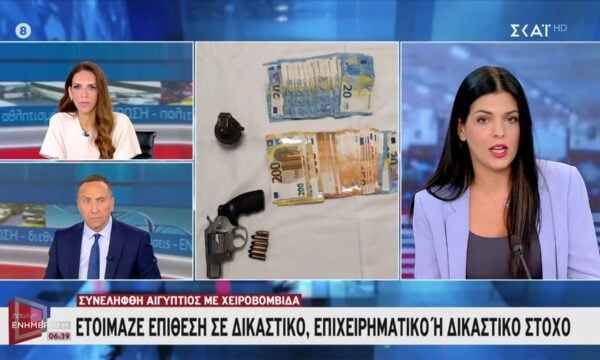 Συνελήφθη Αιγύπτιος με χειροβομβίδα – Ετοίμαζε επίθεση με δικαστικό, επιχειρηματικό ή δικαστικό στόχο