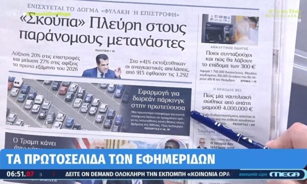 Τα πρωτοσέλιδα των εφημερίδων σήμερα 07/07/2026