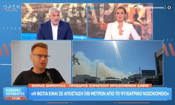 Θ.Δημουλάς: «Η φωτιά είναι σε απόσταση 500 μέτρων απο το ψυχιατρικό νοσοκομείο»