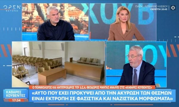Θ.Μαντάς: «Ο μέσος Έλληνας πολίτης δεν εμπιστεύεται την εκτελεστική εξουσία»