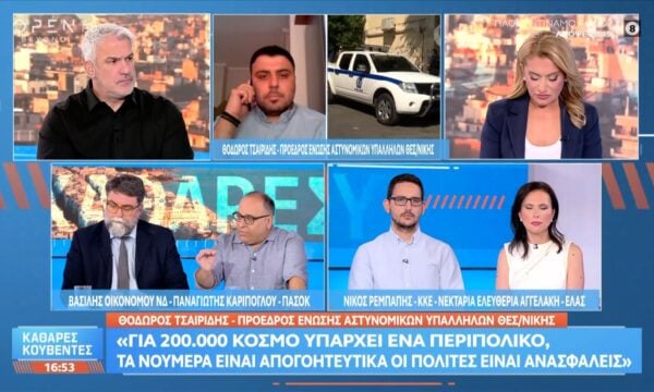 Θ.Τσαιρίδης: «Για 200.000 κόσμο υπάρχει ένα περιπολικό,οι πολίτες αισθάνονται ανασφάλεια»