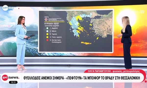 Θυελλώδεις άνεμοι σήμερα, «πέφτουν» τα μποφόρ το βράδυ στη Θεσσαλονίκη – Η πρόγνωση από την Όλγα Παπαβγούλη