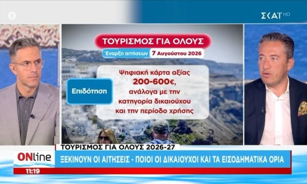Τουρισμός για όλους: Ανοίγουν οι αιτήσεις 7 Αυγούστου