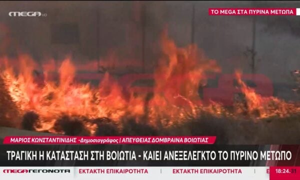Τραγική η κατάσταση στη Βοιωτία – Καίει ανεξέλεγκτο το πύρινο μέτωπο