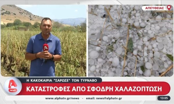 Τύρναβος: Καταστροφή από σφοδρή χαλαζόπτωση