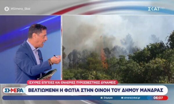 Βελτιωμένη η φωτιά στην Οινόη του Δήμου Μάνδρας