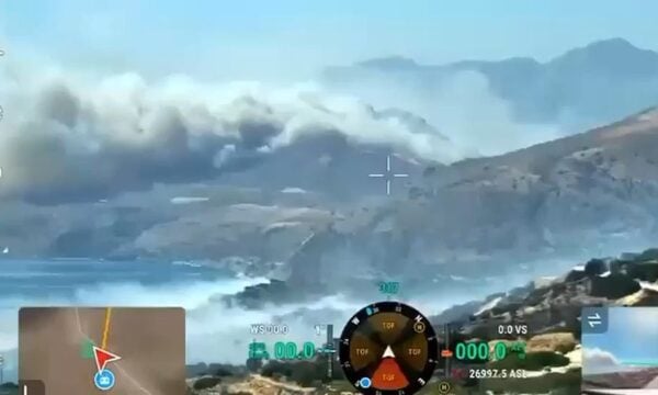 Βίντεο από drone της Πυροσβεστικής καταγράφει τη φωτιά στον Ασώματο Ρεθύμνου