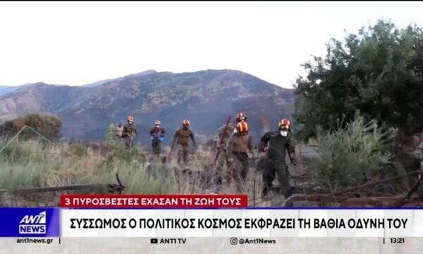 Βουλή: Ενός λεπτού σιγή στη μνήμη των τριών πυροσβεστών που έχασαν τη ζωή τους στο Ρέθυμνο και το Γύθειο