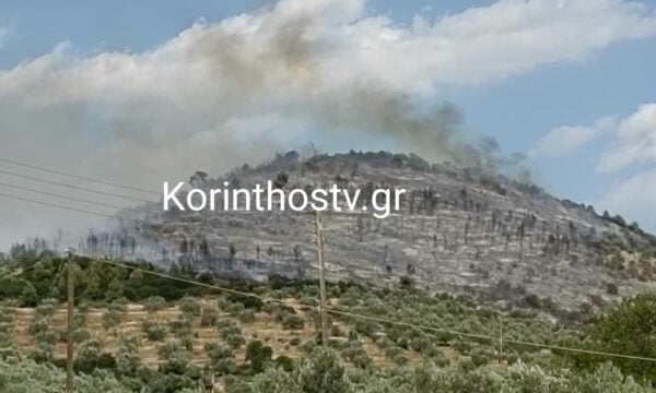 Κορινθία: Χωρίς ενεργό μέτωπο η φωτιά στο Σπαθοβούνι