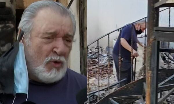 Τάσος Χαλκιάς στα αποκαΐδια του σπιτιού του στο Πόρτο Γερμενό: Η εικόνα του (Βίντεο)