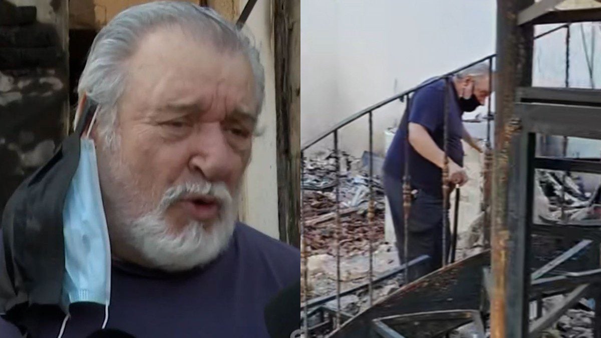 Τάσος Χαλκιάς στα αποκαΐδια του σπιτιού του στο Πόρτο Γερμενό: Η εικόνα του (Βίντεο) 1 Τάσος Χαλκιάς στα αποκαΐδια του σπιτιού του στο Πόρτο Γερμενό: Η εικόνα του (Βίντεο)