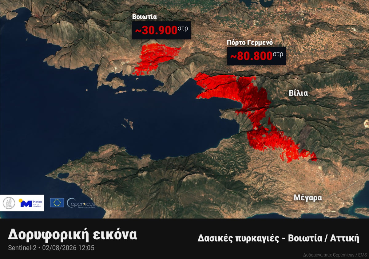 Φωτιές σε Αττική και Βοιωτία: Πάνω από 111.000 στρέμματα έγιναν στάχτη από δορυφορική εικόνα 7 Φωτιές σε Αττική και Βοιωτία: Πάνω από 111.000 στρέμματα έγιναν στάχτη από δορυφορική εικόνα