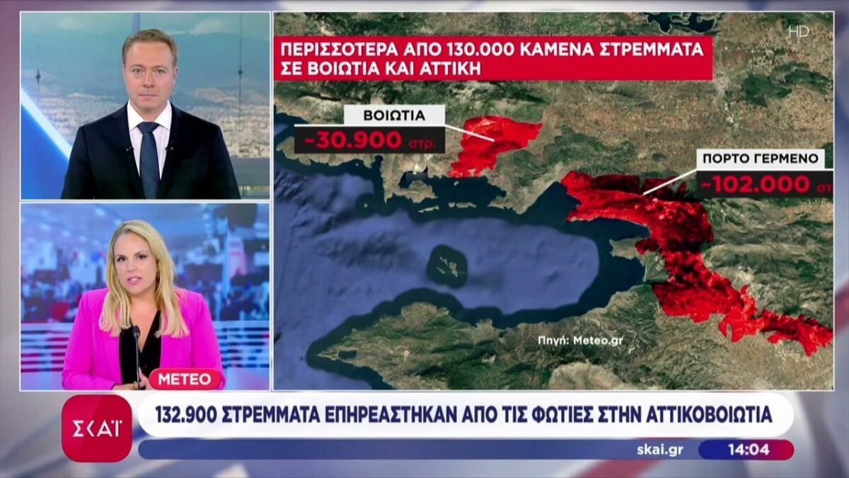 132.900 στρέμματα επηρεάστηκαν από τις φωτιές στην Αττικοβοιωτία 1 132.900 στρέμματα επηρεάστηκαν από τις φωτιές στην Αττικοβοιωτία
