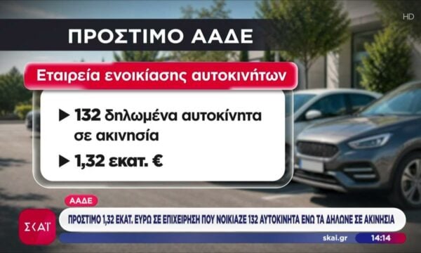 ΑΑΔΕ: Πρόστιμο 1,32 εκατ. ευρώ σε εταιρεία που νοίκιαζε 132 αυτοκίνητα ενώ τα είχε δηλώσει σε ακινησία