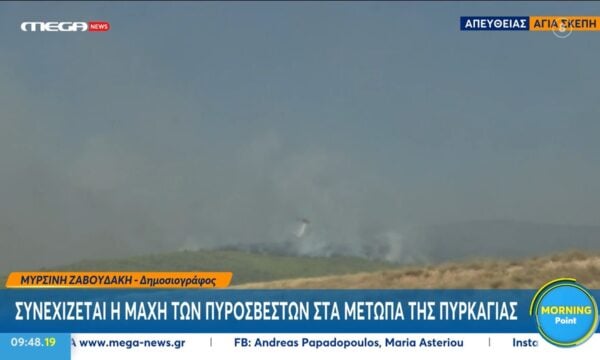 Αγία Σκέπη: Συνεχίζεται η μάχη των πυροσβεστών στα μέτωπα της πυρκαγιάς