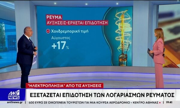 Άλμα σημείωσαν οι χονδρικές τιμές της ηλεκτρικής ενέργειας και τον Αύγουστο