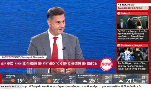 Χ. Θεοχάρης: «Η ενίσχυση της χώρας μας είναι που οδηγεί την Τουρκία παρά τα ήρεμα νερά»