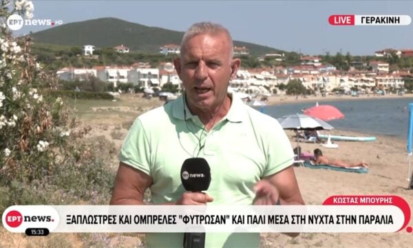 Χαλκιδική: Ξαπλώστρες και ομπρέλες “φύτρωσαν” και πάλι μέσα στη νύχτα στην παραλία