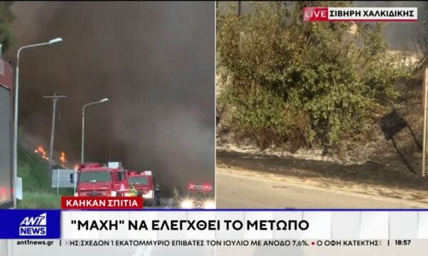 Χαλκιδική: Μάχη για να ελεγχθεί το μέτωπο της πυρκαγιάς