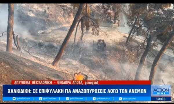 Χαλκιδική: Σε επιφυλακή για αναζωπυρώσεις λόγω ανέμων