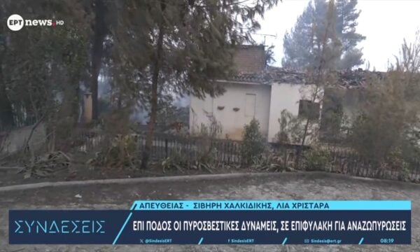 Χαλκιδική: Σε επιφυλακή η πυροσβεστική για αναζωπυρώσεις