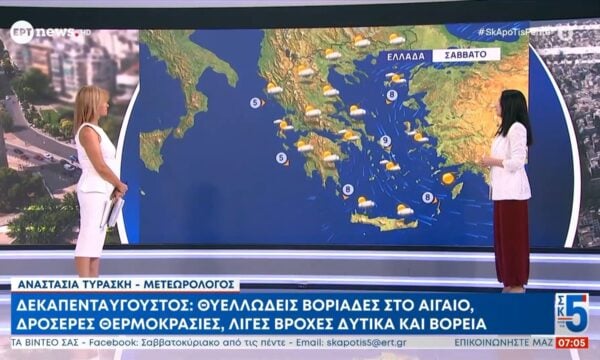 Δεκαπενταύγουστος: Θυελλώδεις βοριάδες στο Αιγαίο – Δροσερές θερμοκρασίες, λίγες βροχές στα δυτικά και βόρεια