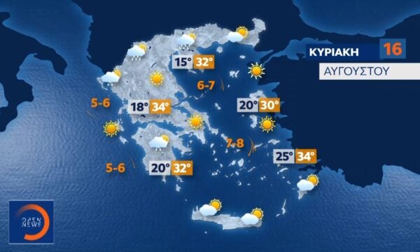Δελτίο καιρού 15/08/2026