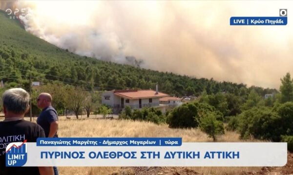 Δήμαρχος Μεγαρέων: «Η κατάσταση με την φωτιά είναι χαοτική»