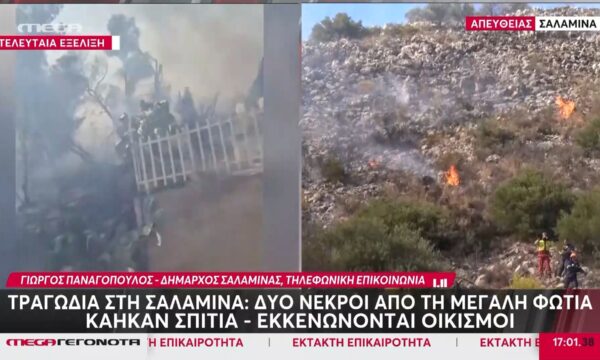 Δήμαρχος Σαλαμίνας: «Οι νεκροί εντοπίστηκαν στα Περιστέρια – Έχουν καεί σπίτια»