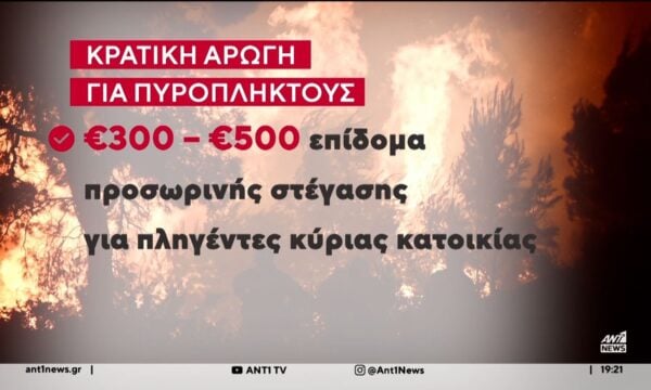 Δρομολογείται η παροχή κρατικής αρωγής στους πυρόπληκτους
