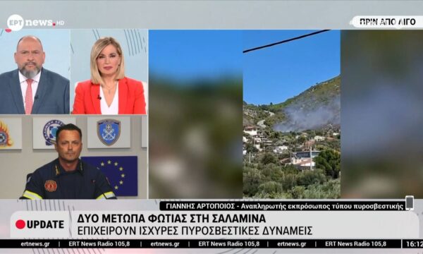 Δύο μέτωπα φωτιάς στη Σαλαμίνα – Επιχείρουν ισχυρές Πυροσβεστικές Δυνάμεις