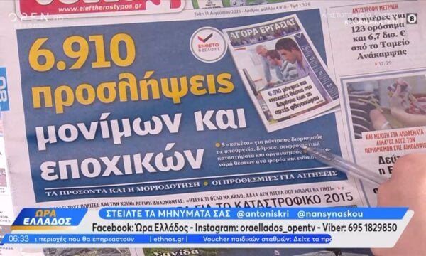 Εφημερίδες 11/08/2026: Τα πρωτοσέλιδα