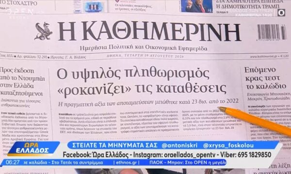 Εφημερίδες 19/08/2026: Τα πρωτοσέλιδα