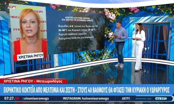 Εκρηκτικό κοκτέιλ και ζέστη – Στους 40 βαθμούς θα φτάσει την Κυριακή ο υδράργυρος