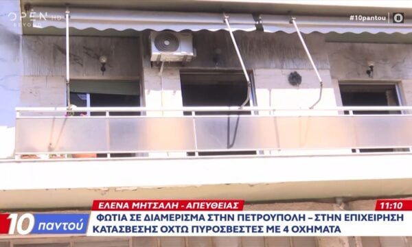Έκτακτο: Φωτιά σε διαμέρισμα στην Πετρούπολη
