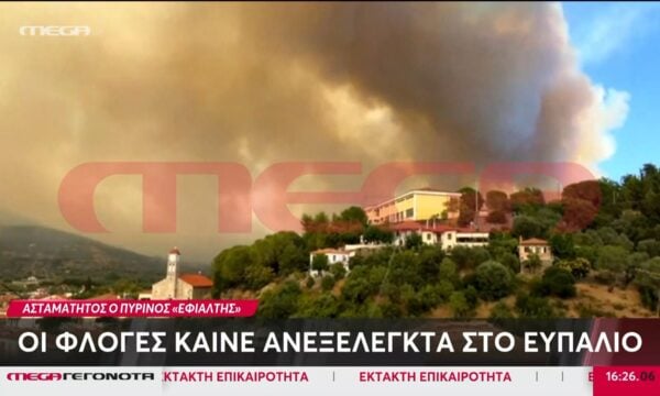 Ευπάλιο: Οι φλόγες καίνε ανεξέλεγκτα
