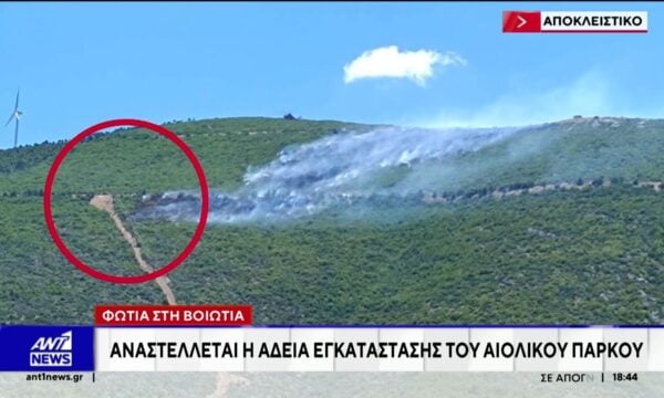 Φωτιά στη Βοιωτία: Αναστέλλεται η άδεια εγκατάστασης του Αιολικού πάρκου