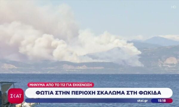 Φωτιά στην περιοχή Σκάλωμα στη Φωκίδα – Μήνυμα από το 112 για εκκένωση