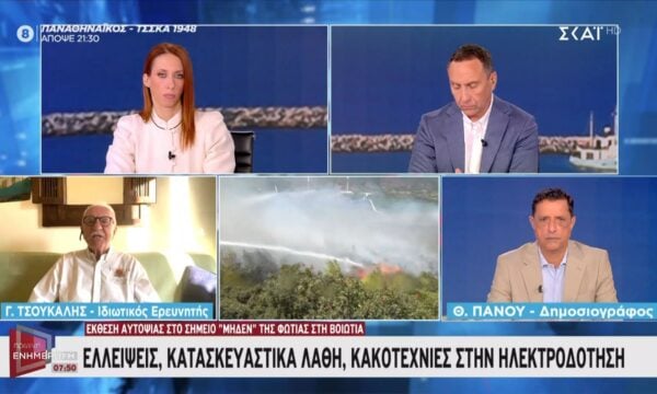 Γ. Τσούκαλης για φωτιά στη Βοιωτία: «Πρέπει να γίνει προσεκτική έρευνα, δεν είναι κομψό να κατηγορούνται άνθρωποι χωρίς να έχουν λογοδοτήσει»