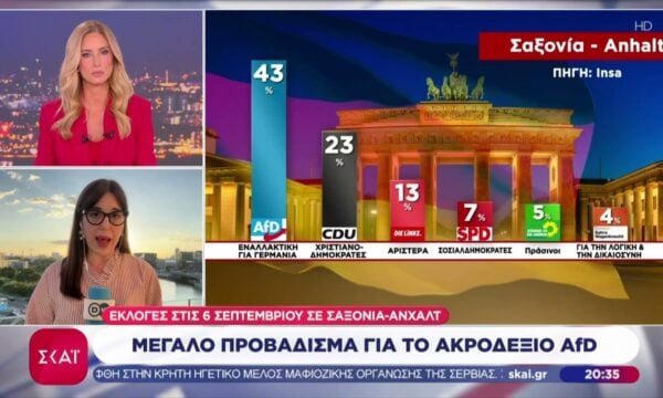 Γερμανία: Μεγάλο προβάδισμα για το ακροδεξιό AfD ενόψει των εκλογών στις 6/9 σε Σαξονία – Άνχαλτ