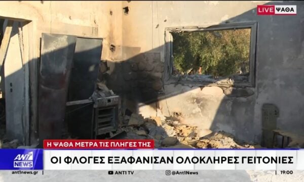 Η κάμερα του ΑΝΤ1 στην πυρόπληκτη Ψάθα