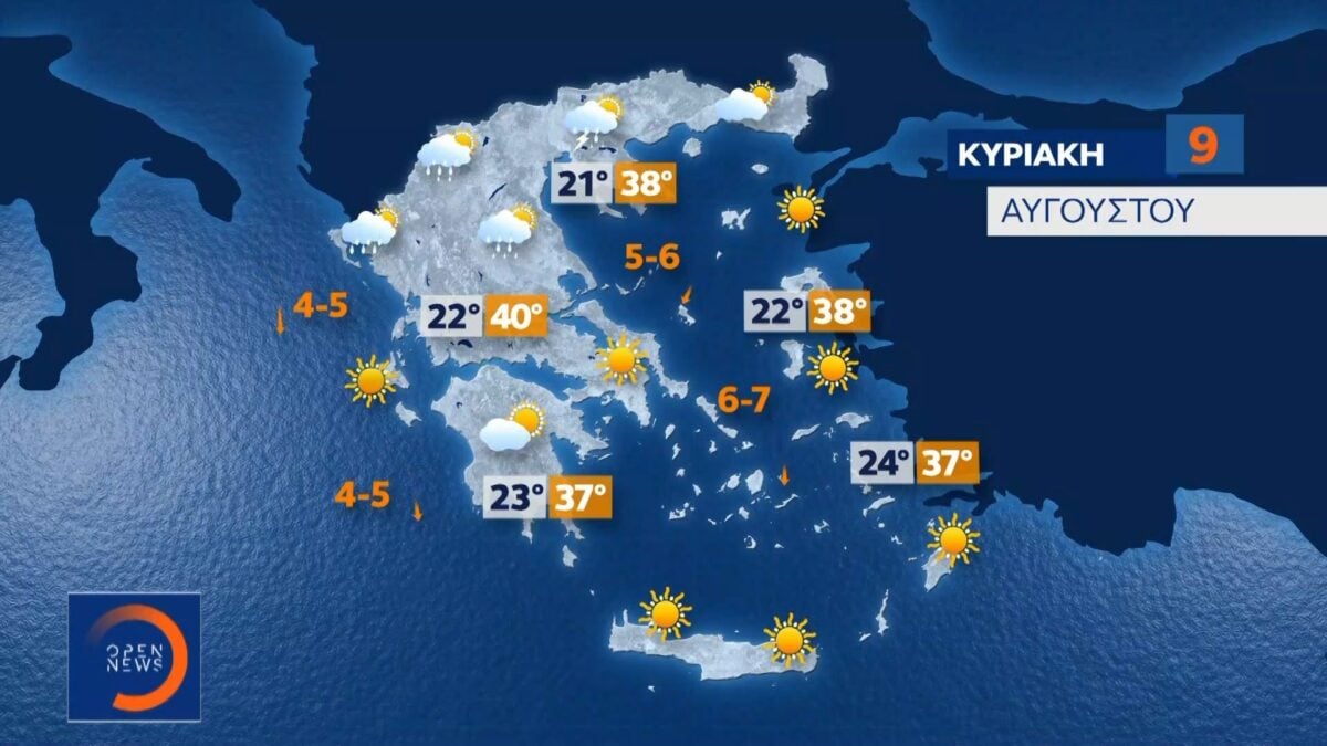 Καιρός 09/08/26:Ηλιοφάνεια θα κυριαρχήσει σήμερα 1 Καιρός 09/08/26:Ηλιοφάνεια θα κυριαρχήσει σήμερα