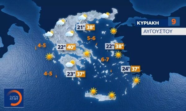 Καιρός 09/08/26:Ηλιοφάνεια θα κυριαρχήσει σήμερα