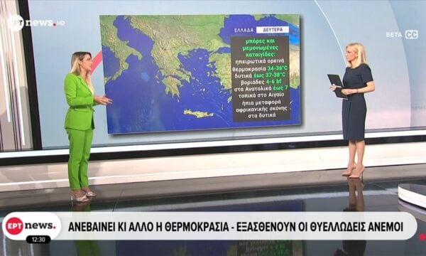 Καιρός: Ανεβαίνει κι άλλο η θερμοκρασία – Εξασθενούν οι θυελλώδεις άνεμοι