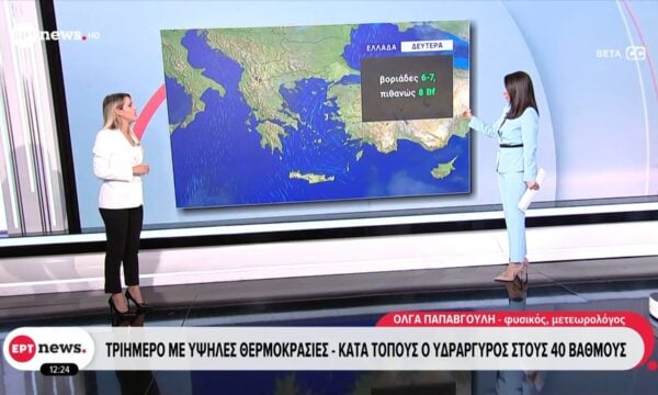 Καιρός: Στους 39 βαθμούς σήμερα ο υδράργυρος – Η πρόγνωση από την Όλγα Παπαβγούλη