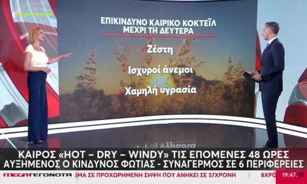 «Κόκκινος συναγερμός» για πυρκαγιές – Εκρηκτικό κοκτέιλ ζέστης και θυελλωδών ανέμων