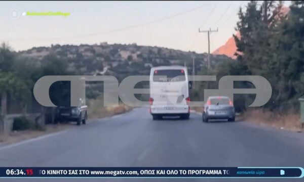 Κρήτη: Η στιγμή της προσπέρασης λεωφορείου σε ΙΧ